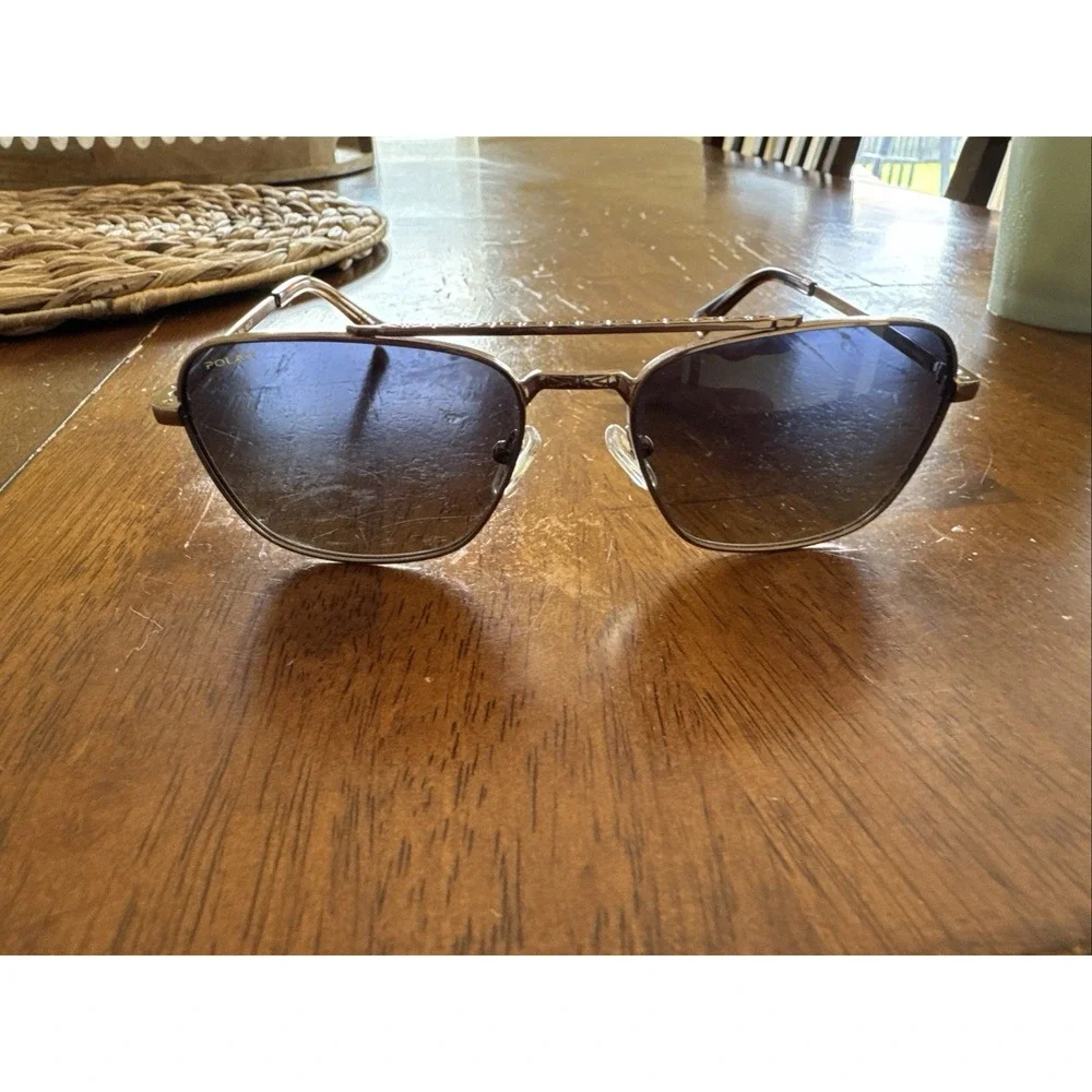 Polar Gold Hayden Sunglasses Copper Frame Square Aviator Gray Lens Polarized